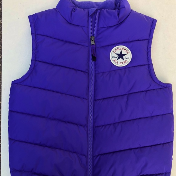 CONVERSE girls puffer PURPLE VEST medium 10/12 EUC - Picture 1 of 9